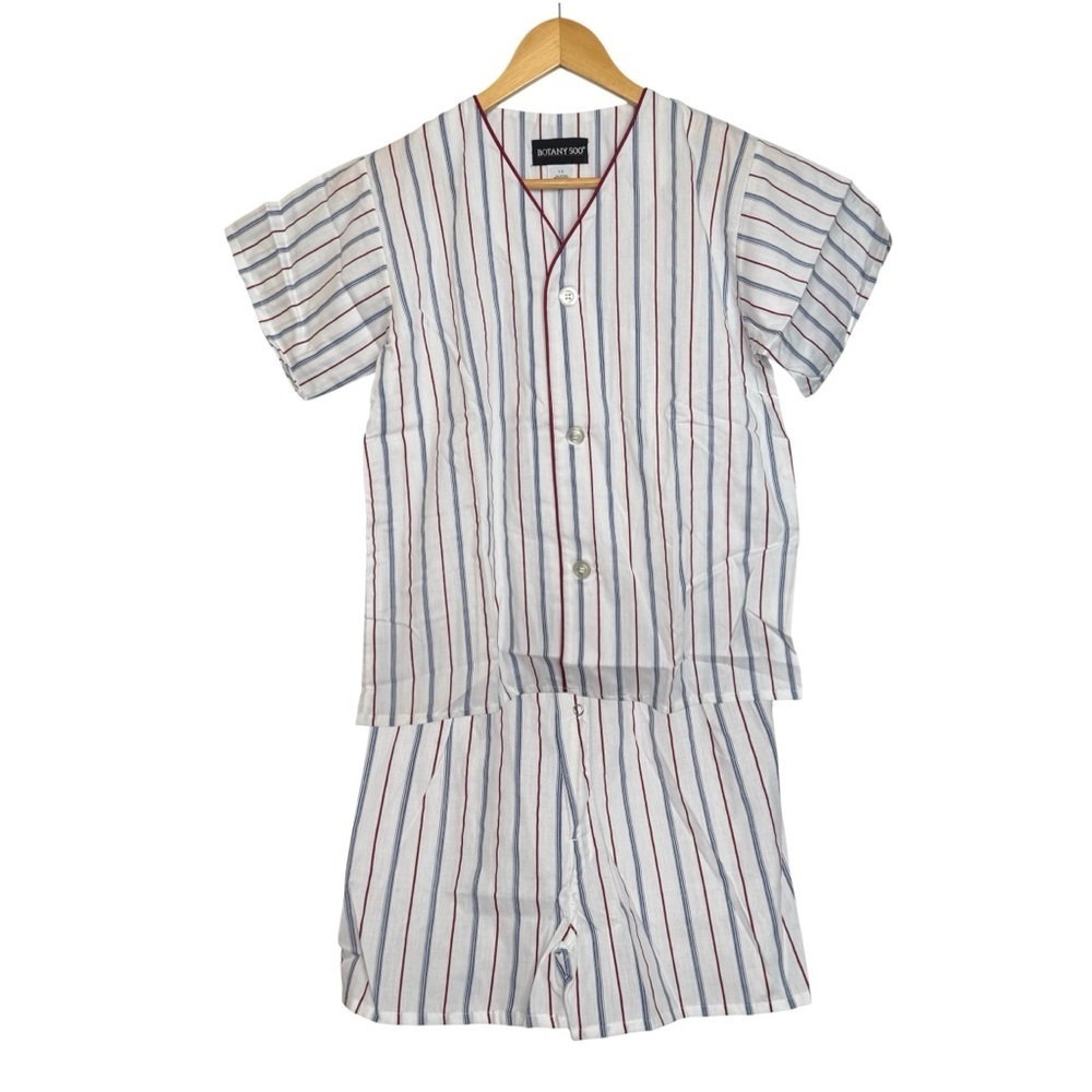 Vintage Botany 500 Boys/Kids Short‑Sleeve Stripe Lounge Pajama Set Size 16 NWT